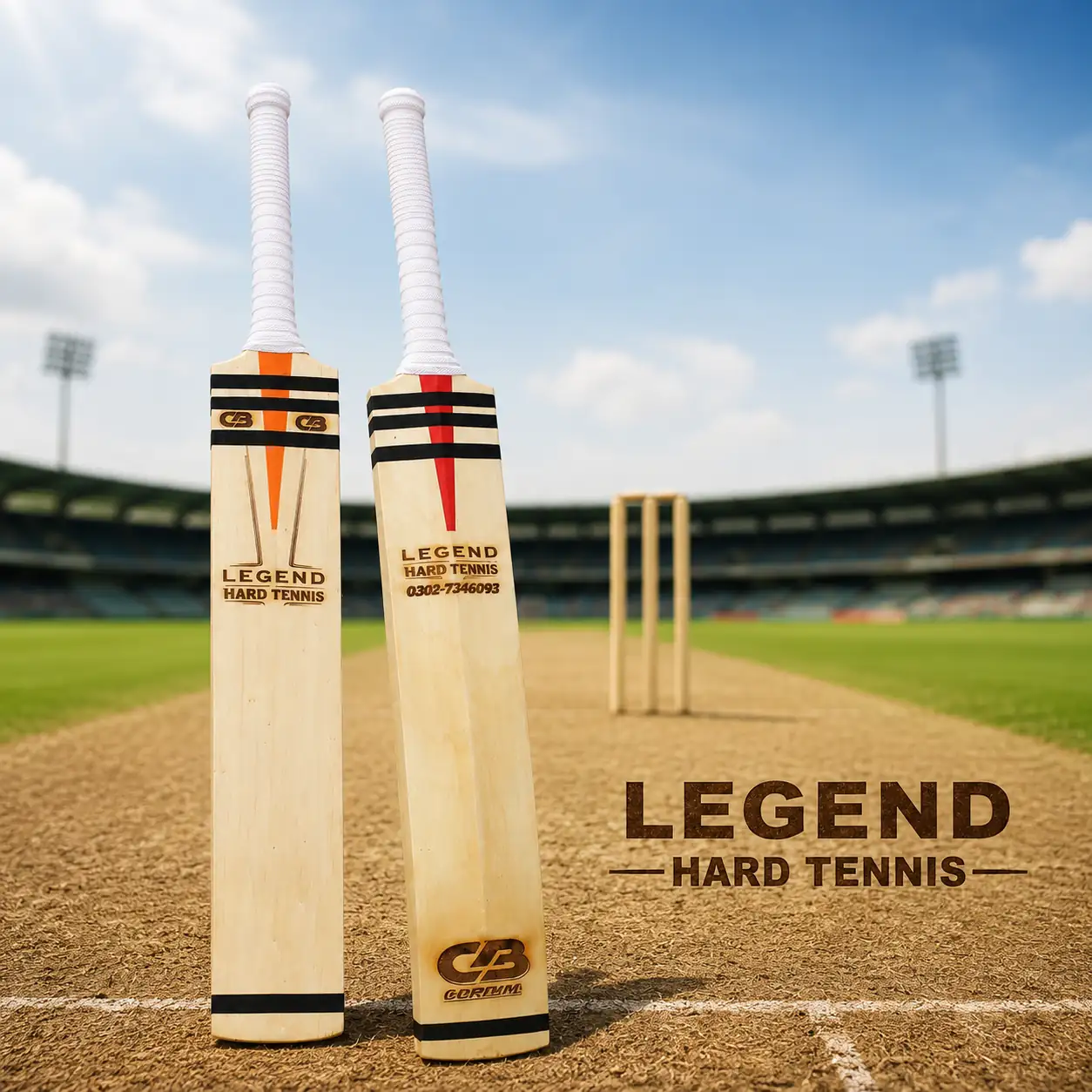 Legend Hard Tennis Cricket Bat by Corival Sports for USA UK Australia players